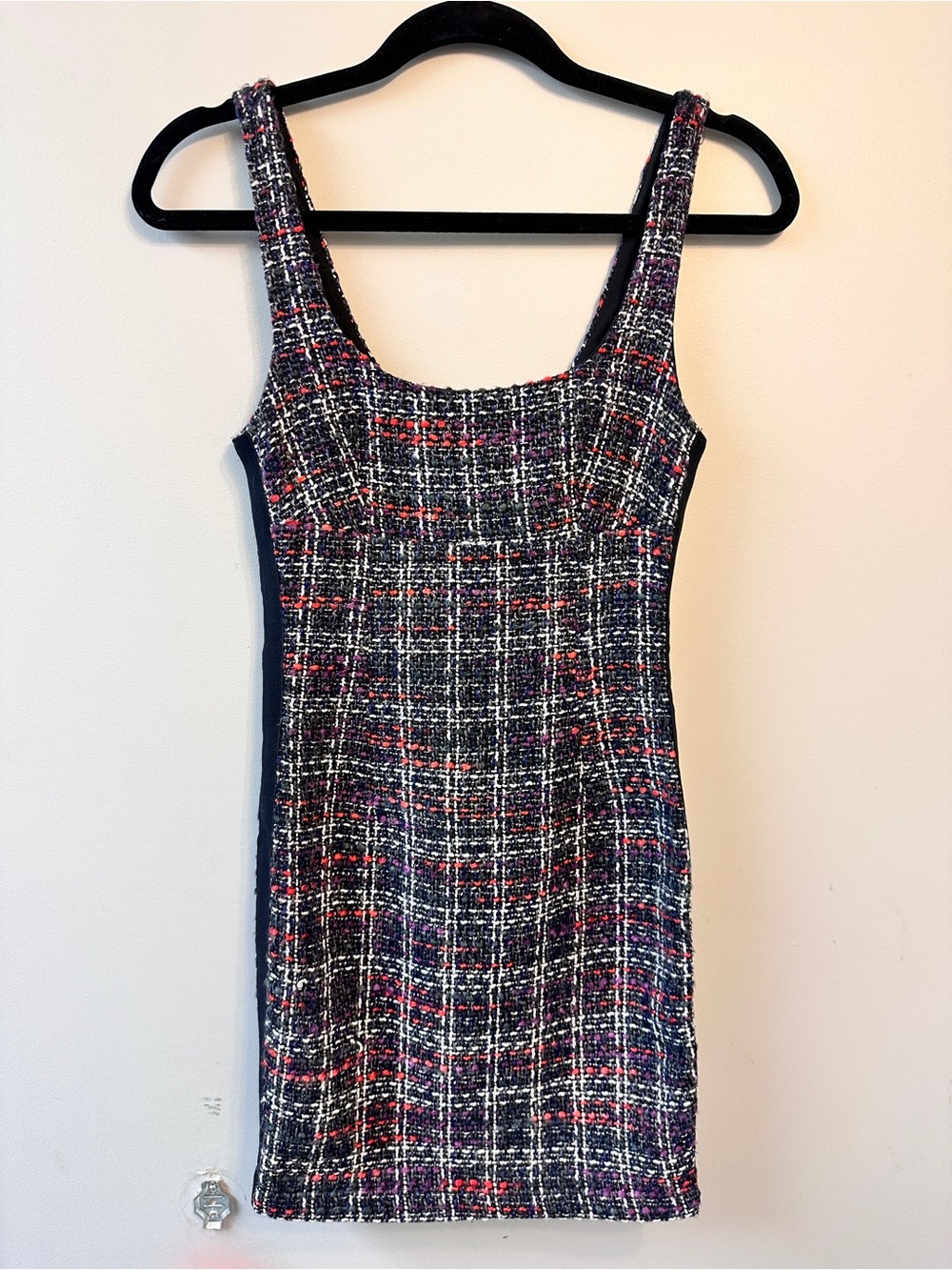 Dynamite Multicolour Tweed Bouclé Mini Dress XS Back Zip